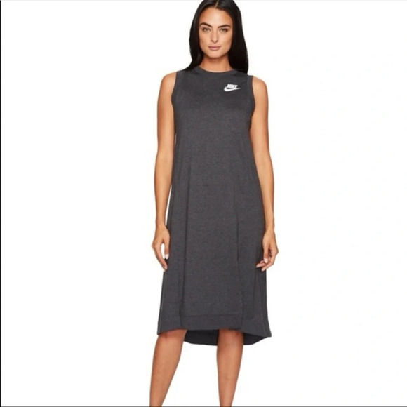 Nike Longline Sleeveless Sportswear Midi Dress Gray Size XS - Picture 1 of 8